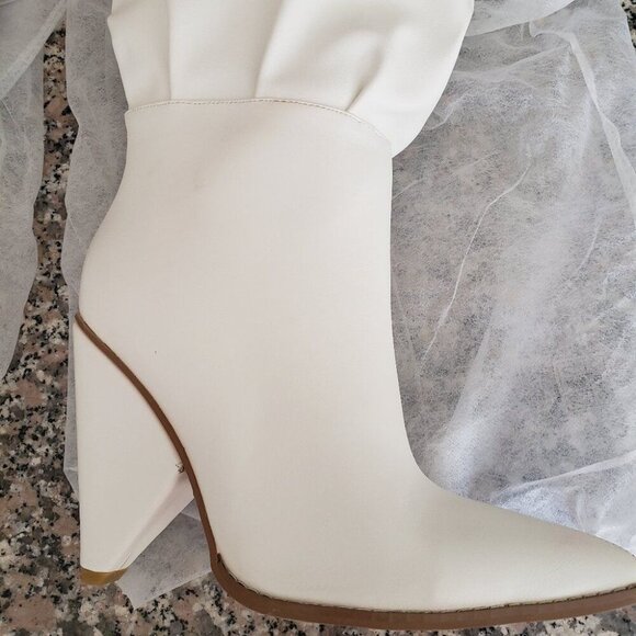 New PrettyLittleThing White Wedge Heel Slouch Thigh High Boot - Picture 3 of 6